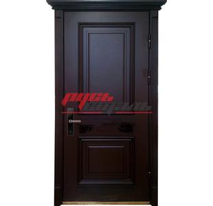 парадная дверь с умным замком, отделана черным МДФ с двух сторон
